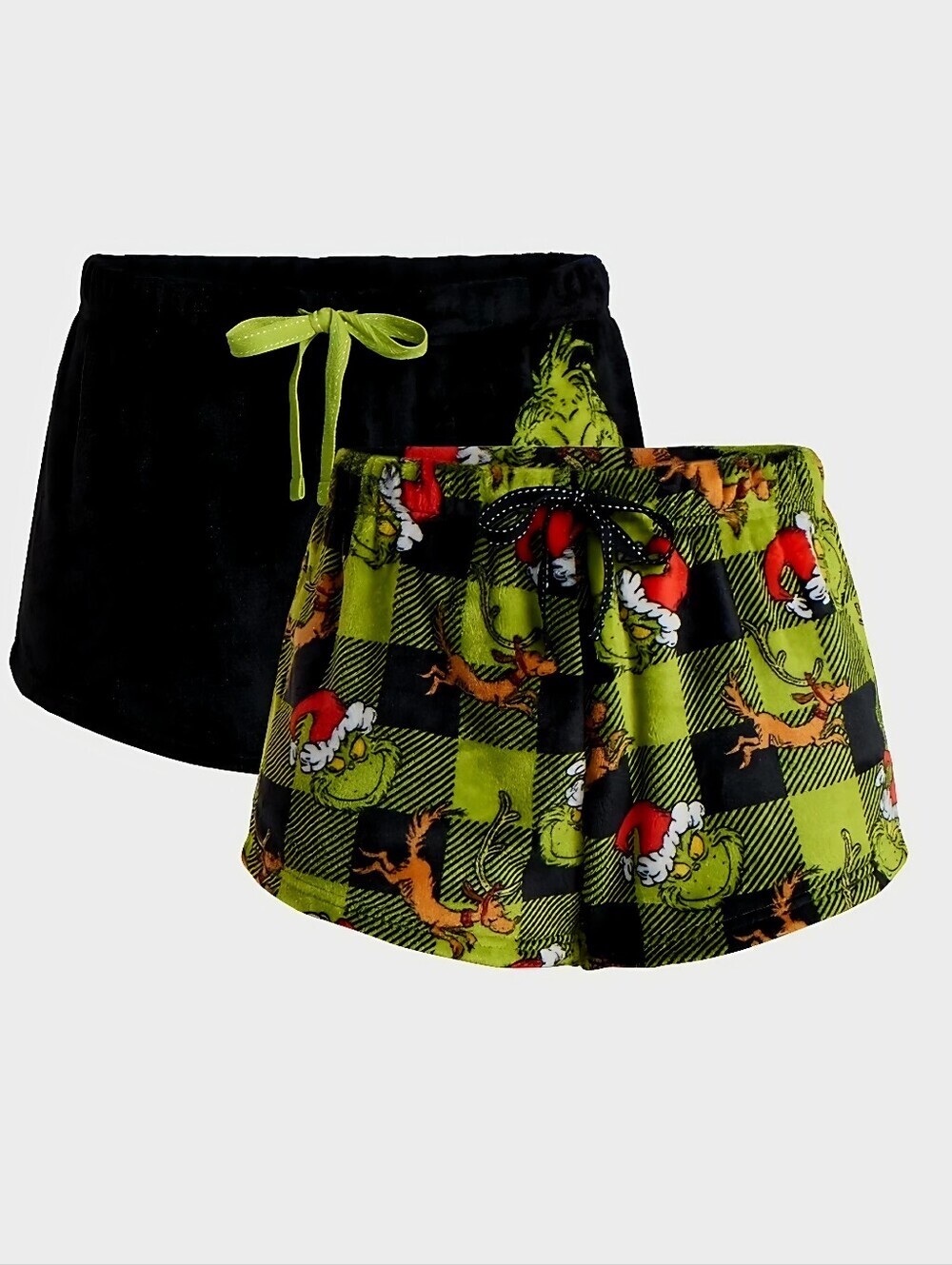 New Dr. Seuss Christmas The Grinch Women's Minky 2 Pack Sleep Shorts, XL or XXXL